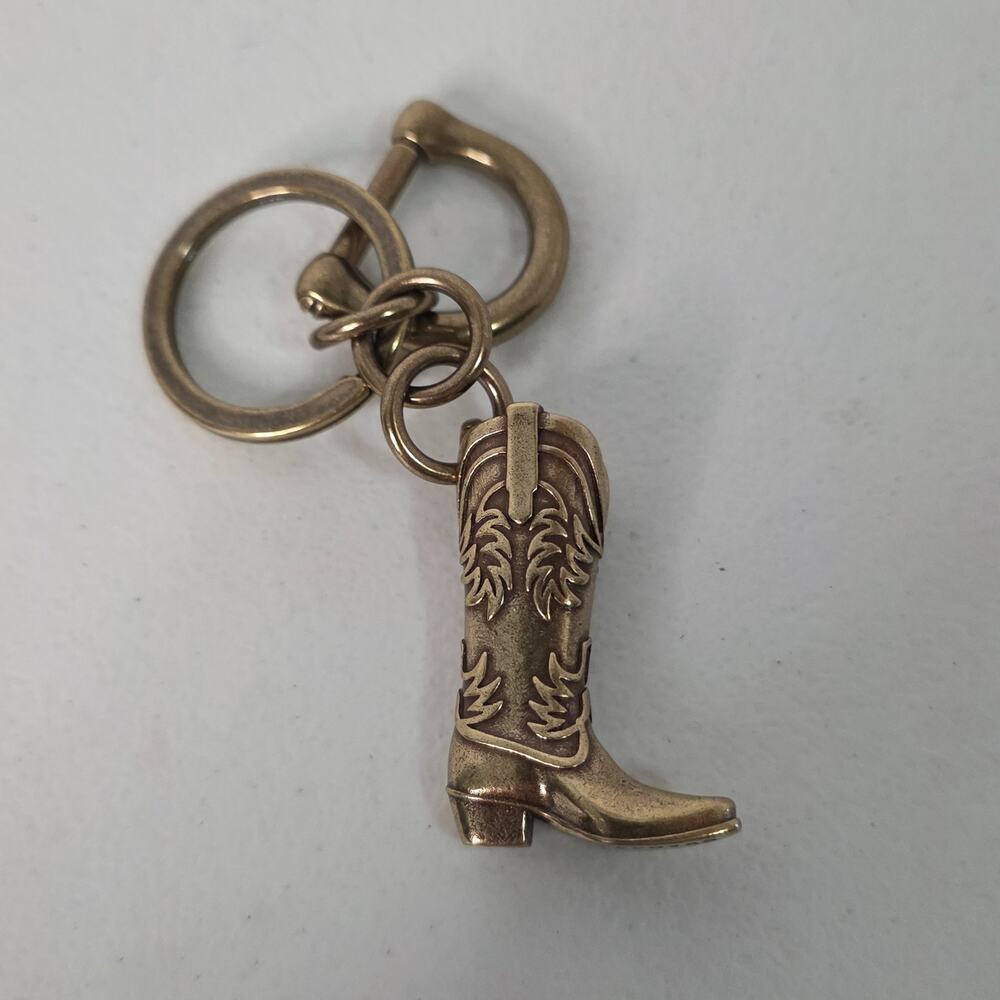 Tecovas Annie Cowboy Boot Keychain Brass Tone Western Boot Key Ring - Picture 2 of 4